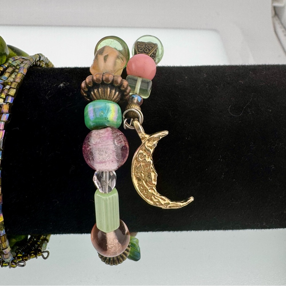 4 Wrap Elegant Beaded Bracelet Set Crystal, Glass, Acrylic - Picture 6 of 10